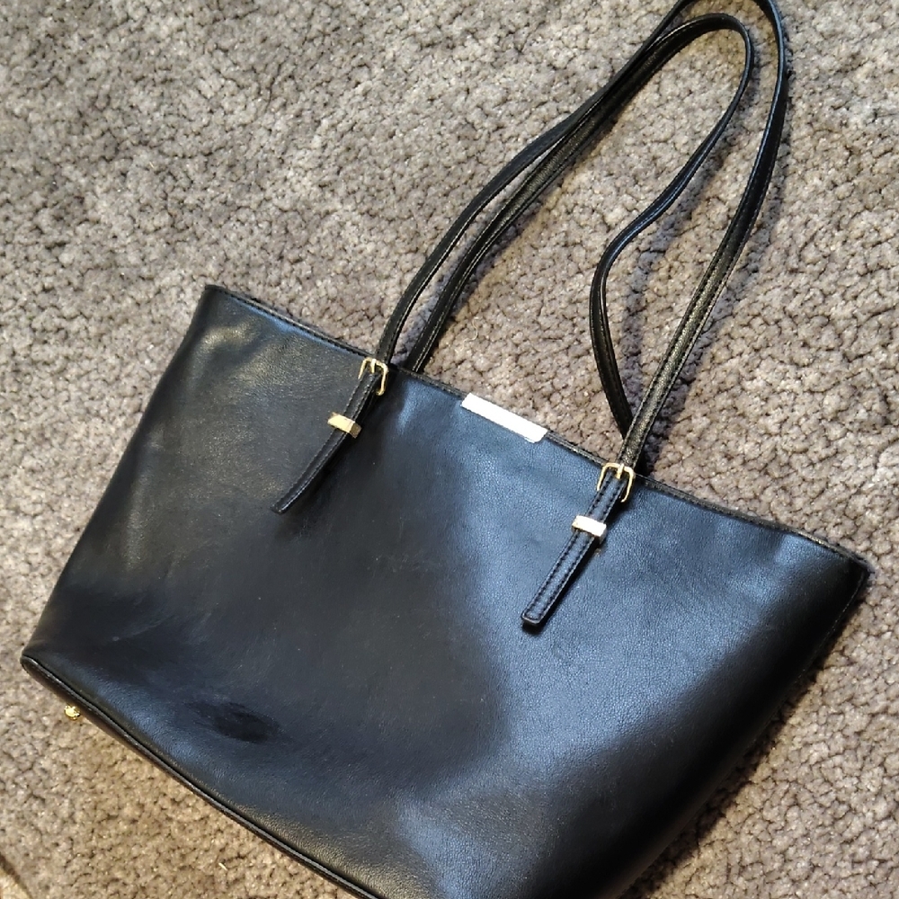 Elegant Black Leather Tote Bag